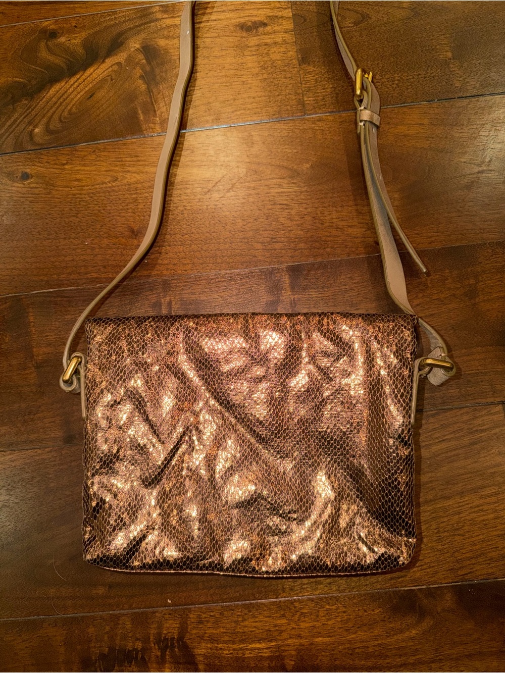 Marc by Marc Jacobs Metallic Bronze Snake-Texture Gold Hardware Crossbody Bag - Picture 5 of 6